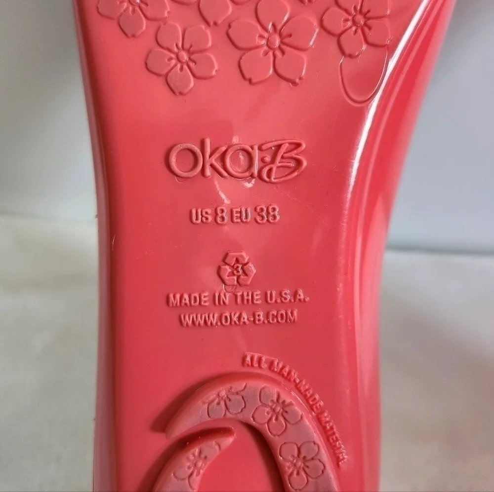 Oka B Taylor Coral Pink Rubber Jelly Ballet Slip On Flats Women Size US 8 EU 38 - Picture 12 of 14